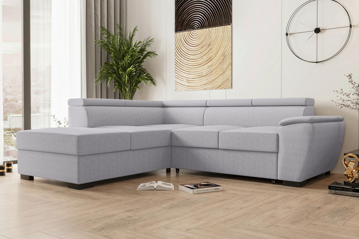 ECKSOFA Grau Flachgewebe  - Schwarz/Grau, KONVENTIONELL, Kunststoff/Textil (220/266cm) - Carryhome