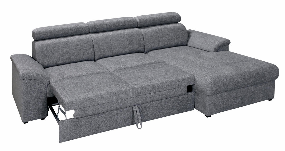 SEDEŽNA GARNITURA, flis siva  - siva, Konvencionalno, tekstil/les (268/185/99cm) - Milax