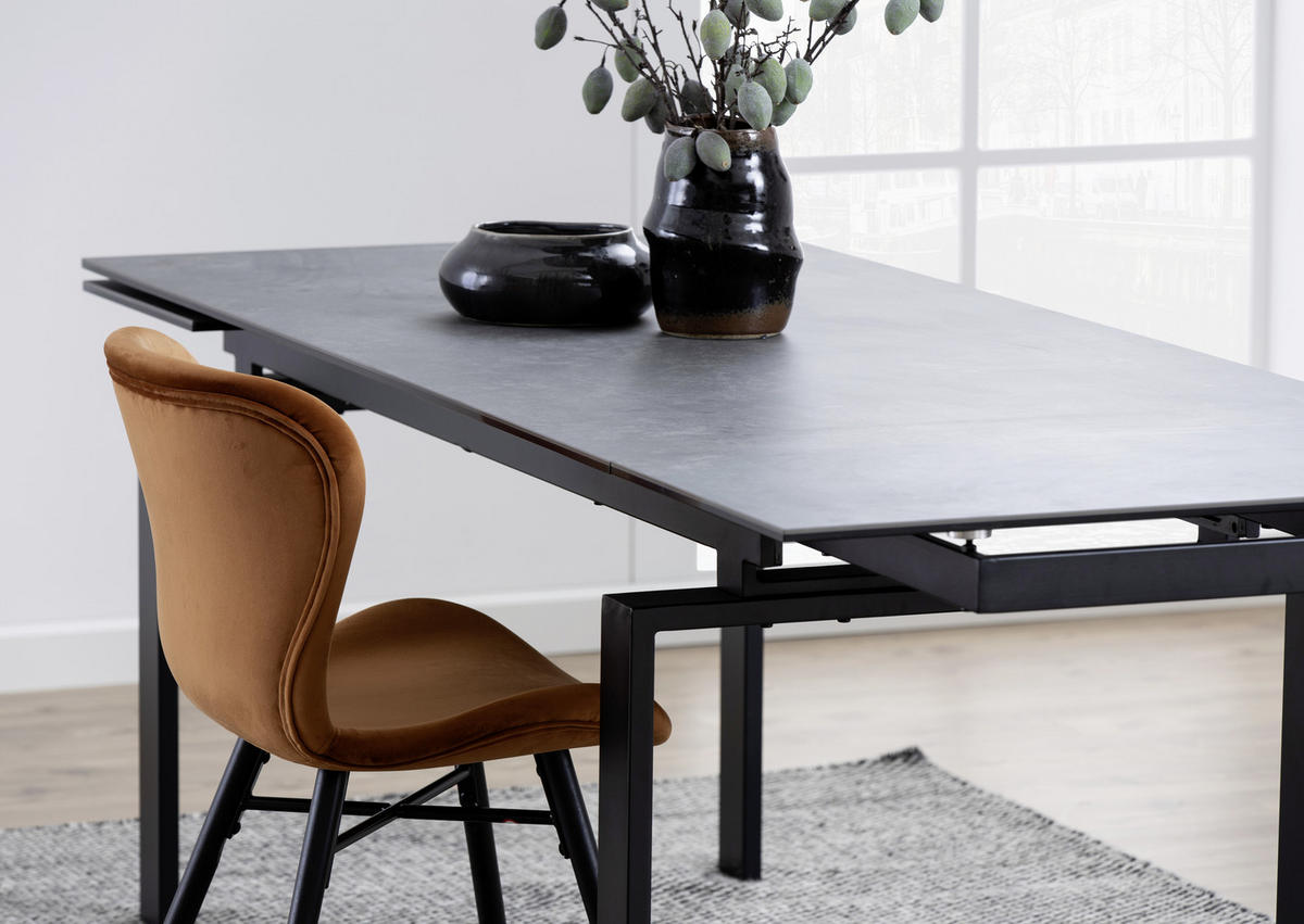 STOL sammet  - svart/kopparfärgad, Trend, metall/textil (47/82,5/53cm) - Hom`in