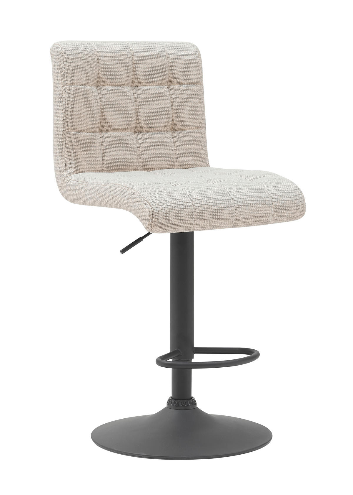 BARHOCKER-SET Webstoff, Mikrofaser Beige Stahl erweiterbar, Sitzfläche 360° drehbar  - Beige/Schwarz, MODERN, Textil/Metall (47/93-114/57cm) - MID.YOU