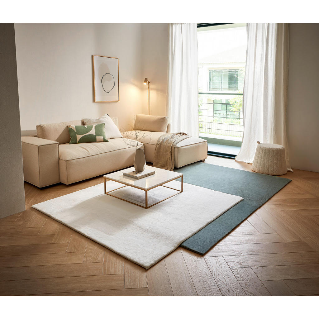Thumbnail - Novel Hochflorteppich, Weiß, Textil, rechteckig, 70x130 cm, Oeko-Tex® Standard 100, für Fußbodenheizung geeignet, Teppic...