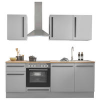 KÜCHENLEERBLOCK 220 cm   in Grau, Eichefarben  - Eichefarben/Schwarz, Design, Holzwerkstoff/Kunststoff (220cm) - MID.YOU