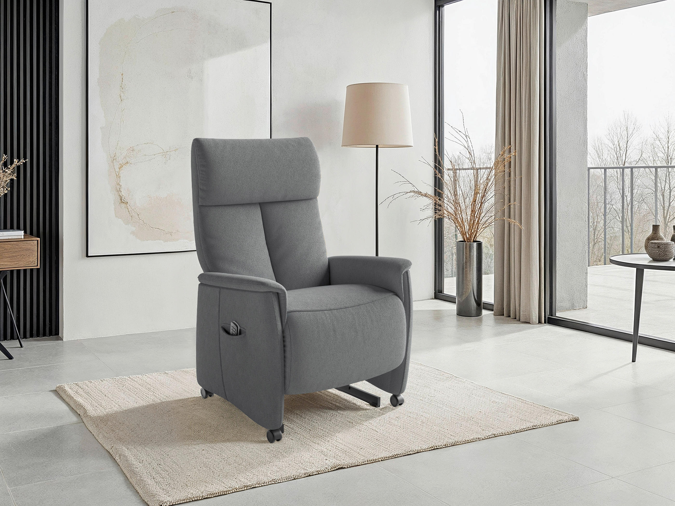 RELAXAČNÍ KŘESLO, textil, šedá - šedá/černá, Basics, textil/plast (76/119/84cm) - Sit & More