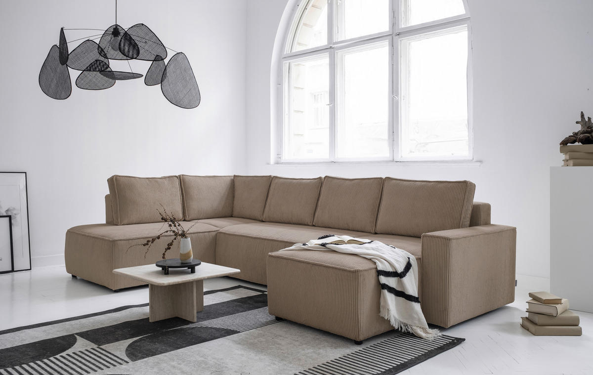 SEDACIA SÚPRAVA, textil, taupe - čierna/taupe, Design, textil/plast (194/322/156cm) - MID.YOU
