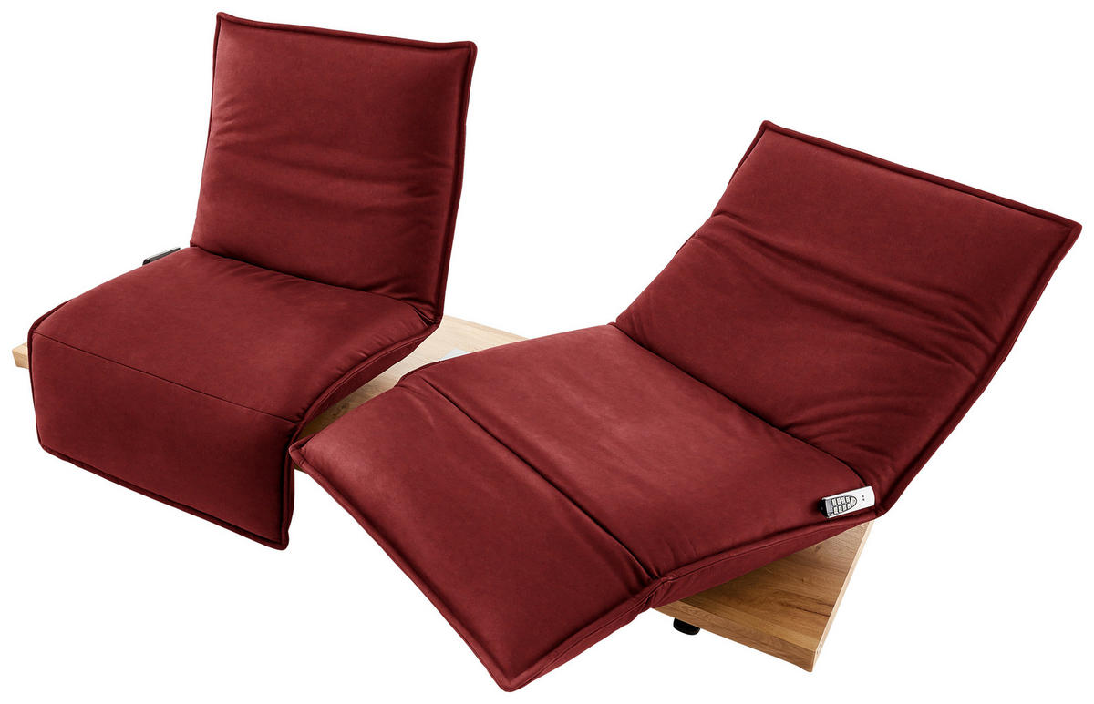 2-SITZER-SOFA in Leder Rot  - Eichefarben/Rot, Natur, Leder/Holz (240/63/115cm) - Koinor