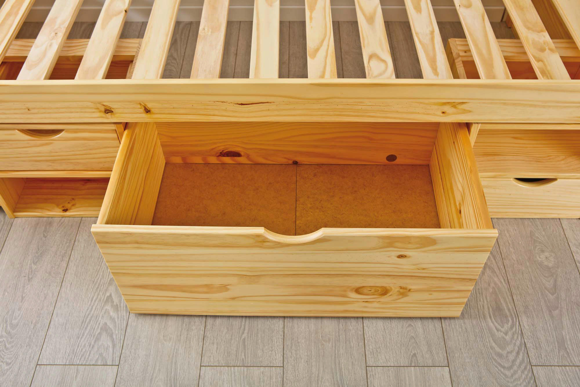 Stauraumbett mit Nachtkästchen  in Naturfarben  - Naturfarben, Basics, Holz (90/200cm) - MID.YOU