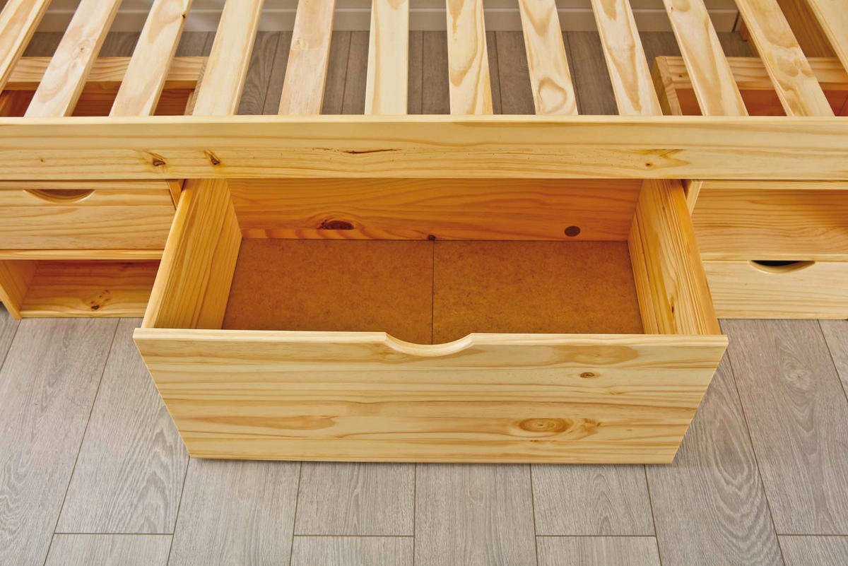 STAURAUMBETT 140/200 cm  in Naturfarben  - Naturfarben, Basics, Holz (140/200cm) - MID.YOU