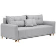 SCHLAFSOFA mit Rücken echt Webstoff Grau - Eichefarben/Grau, Design, Holz/Textil (227/98/113cm) - Carryhome