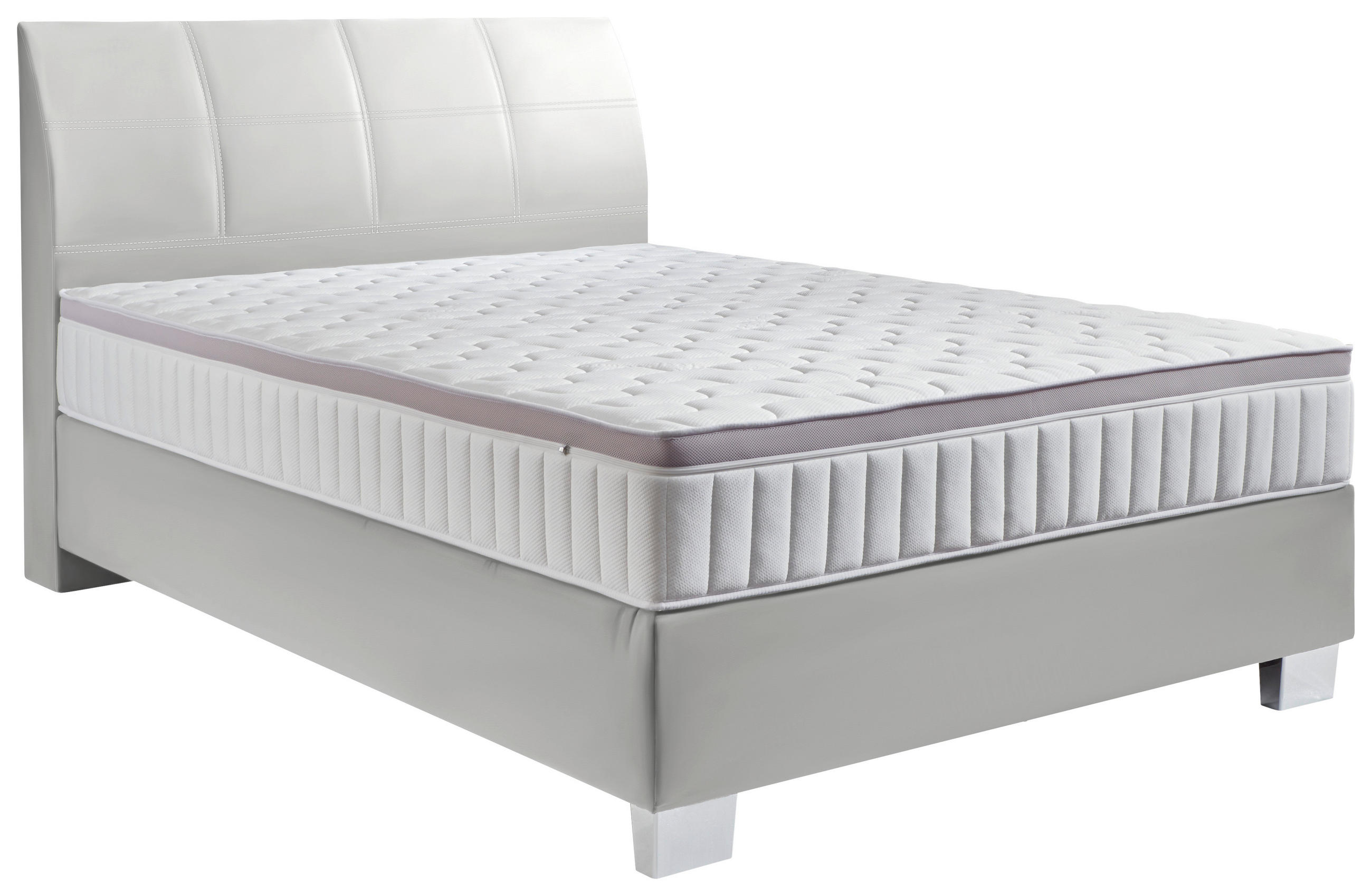 BOXSPRINGBETT 140/200 cm  in Hellgrau  - Chromfarben/Hellgrau, KONVENTIONELL, Kunststoff/Textil (140/200cm) - Hom`in