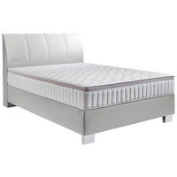 BOXSPRINGBETT 140/200 cm  in Hellgrau  - Chromfarben/Hellgrau, Konventionell, Kunststoff/Textil (140/200cm) - Hom`in