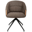 ARMLEHNSTUHL  Sitzfläche 360° drehbar, automatische Rückholfunktion Leinenoptik  - Schwarz/Braun, Design, Holz/Textil (61/84/62cm) - Valnatura