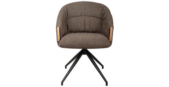 ARMLEHNSTUHL  Sitzfläche 360° drehbar, automatische Rückholfunktion Leinenoptik  - Schwarz/Braun, Design, Holz/Textil (61/84/62cm) - Valnatura