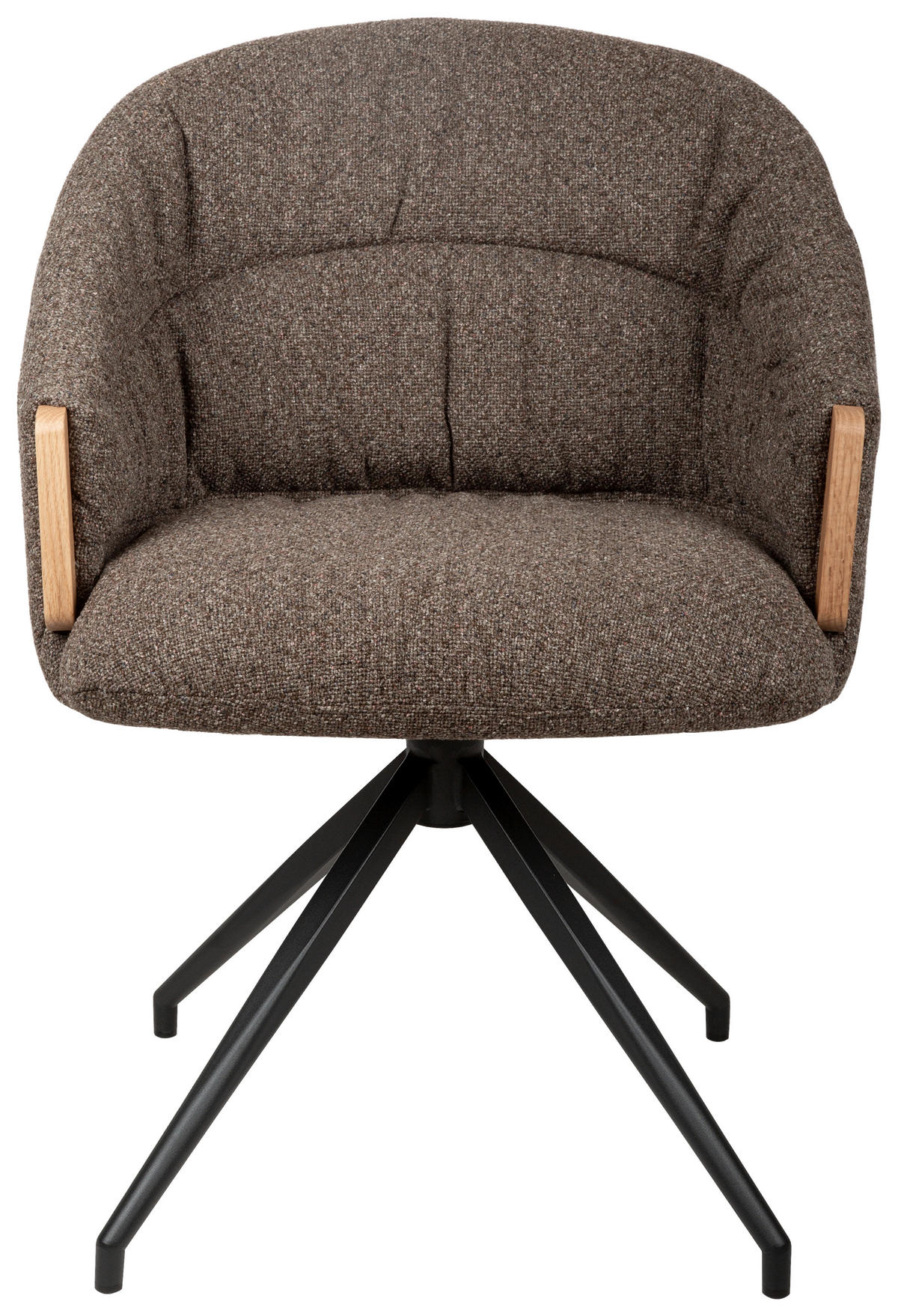 ARMLEHNSTUHL  Sitzfläche 360° drehbar, automatische Rückholfunktion Leinenoptik  - Schwarz/Braun, Design, Holz/Textil (61/84/62cm) - Valnatura