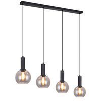 LAMPĂ SUSPENDATĂ 90/15/120 cm  - negru, Trend, sticlă/metal (90/15/120cm) - Novel