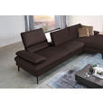 ECKSOFA in Echtleder Braun  - Schwarz/Braun, Design, Leder/Metall (325/157cm) - Dieter Knoll