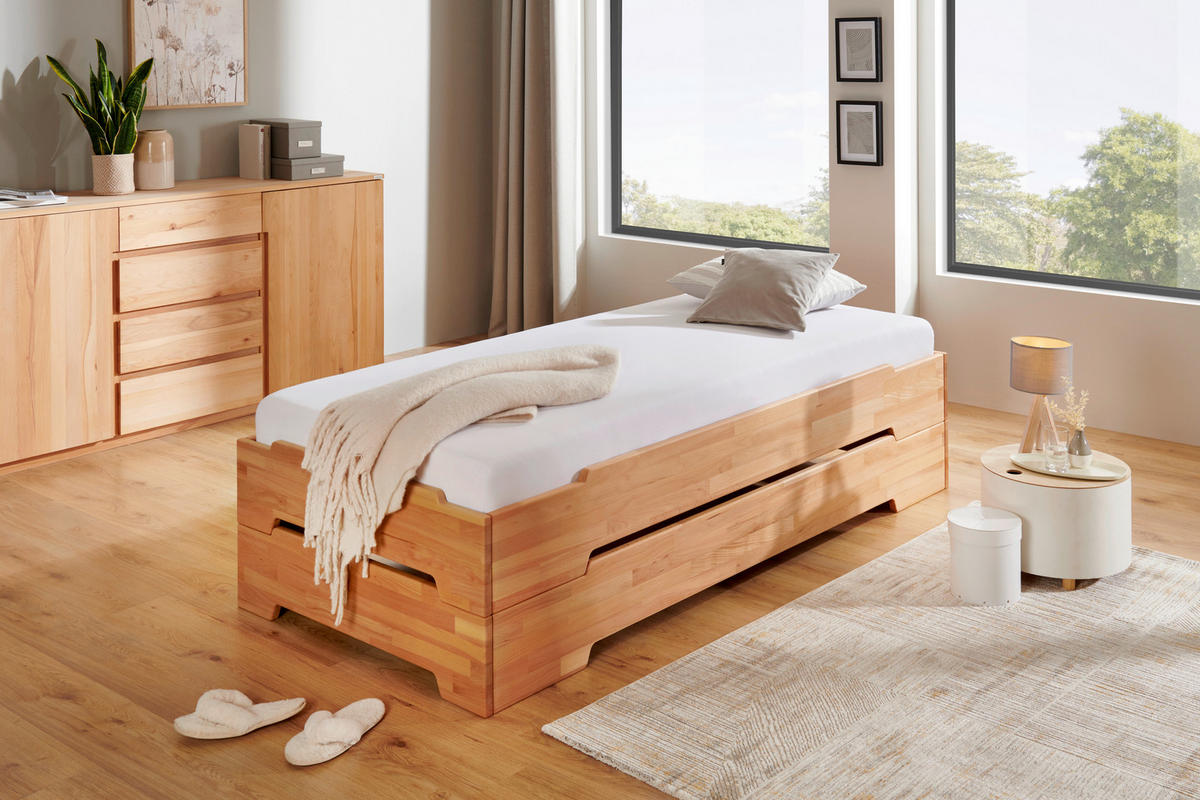 STAPELBETT  90/200 cm  Kernbuche  - Kernbuche, Natur, Holz (90/200cm) - MID.YOU