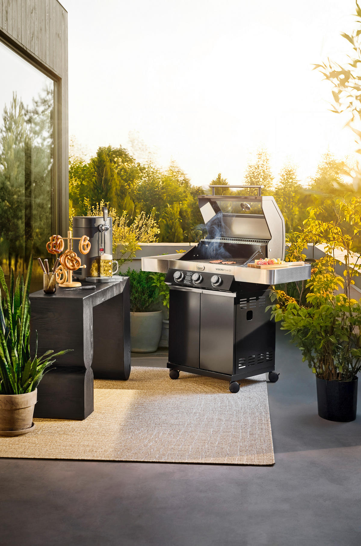 GASGRILL Schwarz VIDERO G3 PURE  - Schwarz, Basics, Metall (127/58/118cm) - Rösle