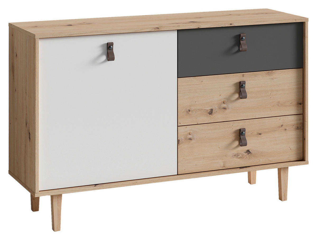 SIDEBOARD  in 120/77/36,5 cm  - Eichefarben/Anthrazit, Design, Holz/Holzwerkstoff (120/77/36,5cm) - MID.YOU