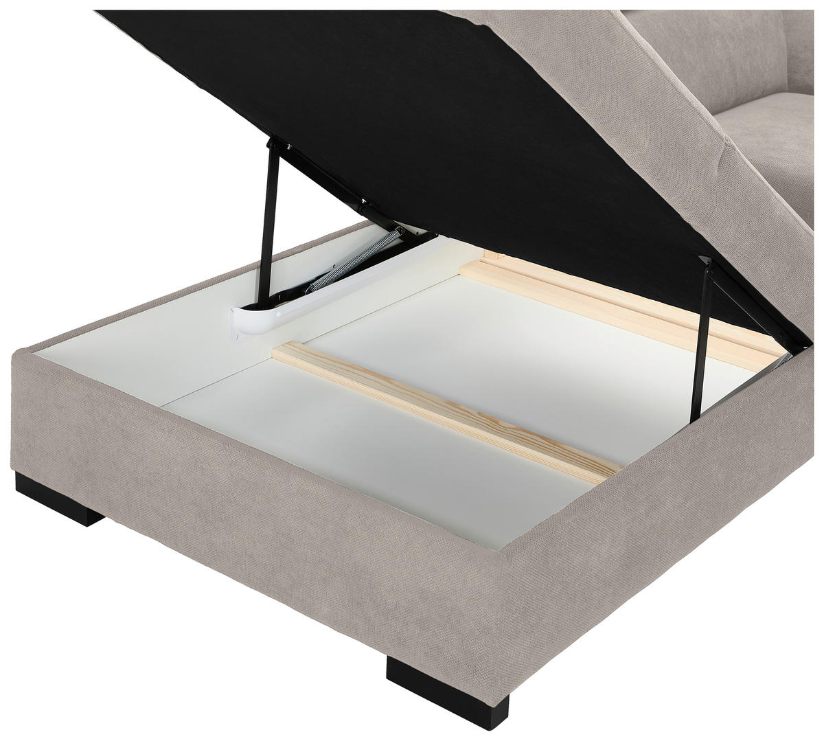 ECKSOFA Beige Webstoff  - Beige/Schwarz, KONVENTIONELL, Holz/Textil (244/283cm) - Carryhome