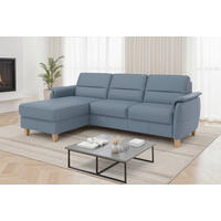 ROHOVÁ SEDAČKA, koža, sivomodrá - sivomodrá/farba duba, Basics, koža/drevo (163/244cm) - Sit & More