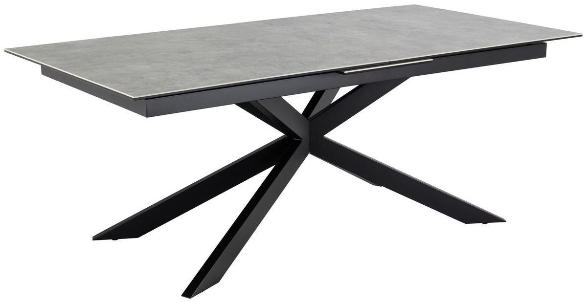 ESSTISCH in Metall, Glas, Keramik 200-240/100/76 cm  - Schwarz/Grau, Design, Glas/Keramik (200-240/100/76cm) - MID.YOU