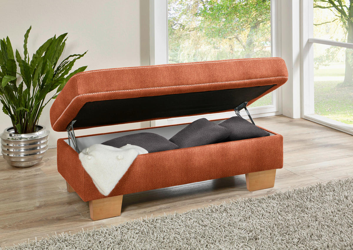 ECKSOFA in Mikrofaser Terracotta  - Eichefarben/Beige, Natur, Holz/Textil (226/273cm) - Beldomo System