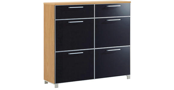 SCHUHSCHRANK 121/108/31 cm  - Chromfarben/Eiche Bianco, Design, Glas/Holz (121/108/31cm) - Novel