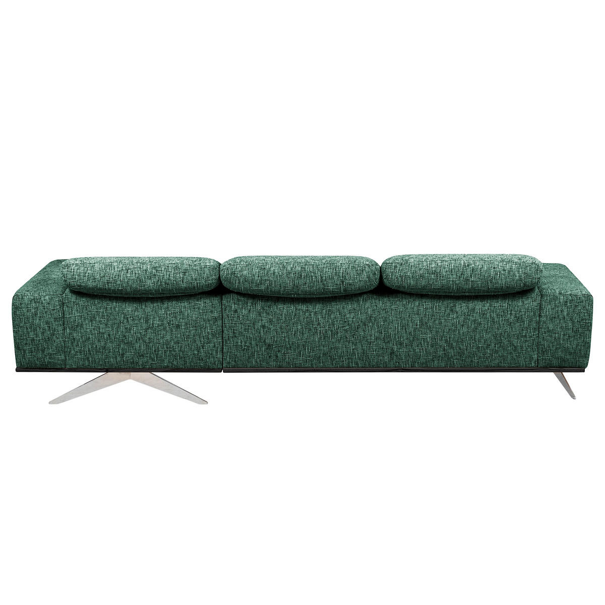 ECKSOFA PORTLAND in Struktur Grün Kopfteilverstellung  295/187 cm  - Chromfarben/Grün, Design, Holz/Textil (295/187cm) - Livetastic