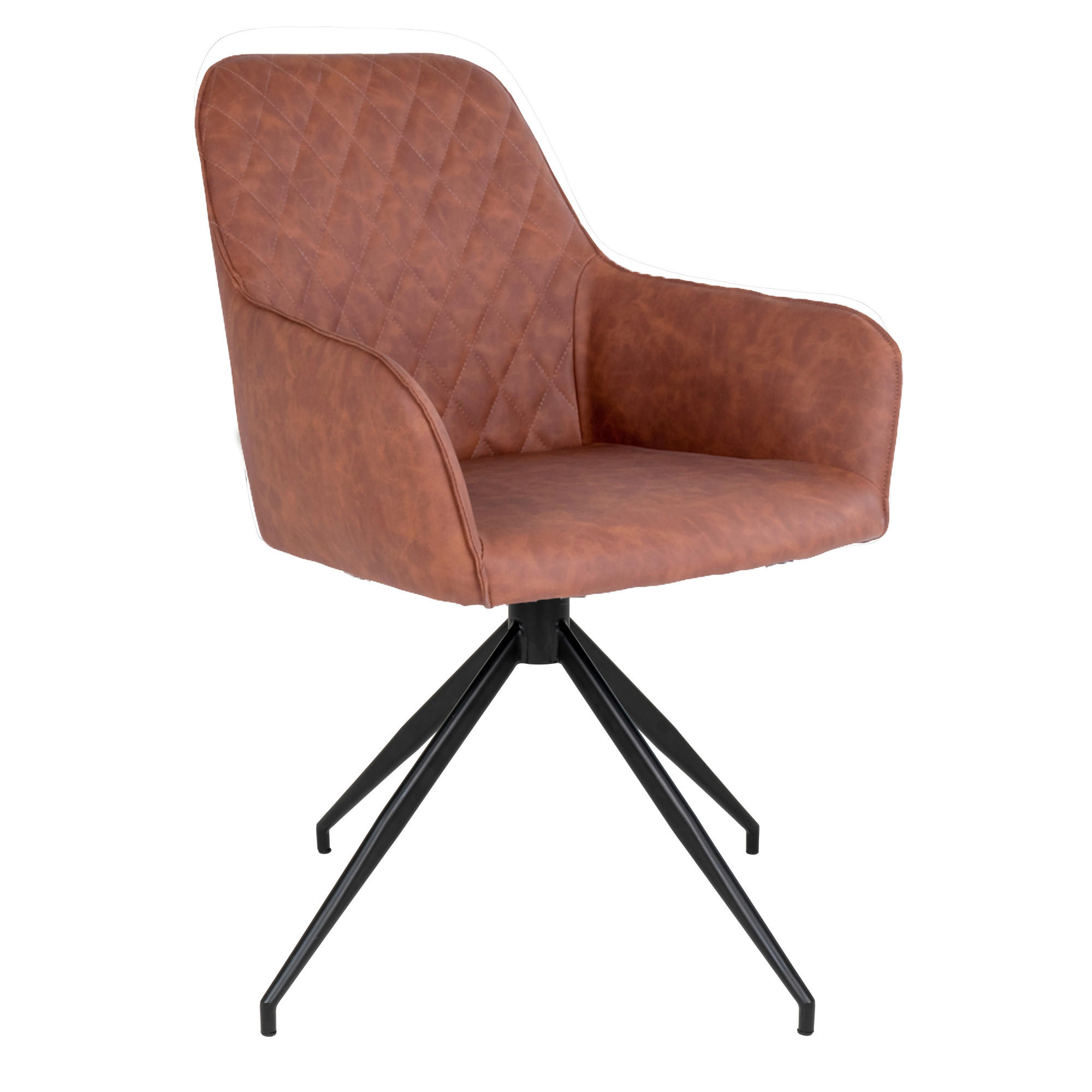 ARMLEHNSTUHL  in Lederlook  - Cognac/Schwarz, MODERN, Textil/Metall (56/89/62cm) - MID.YOU