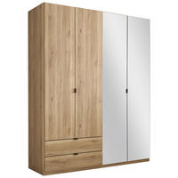 DREHTÜRENSCHRANK 180/225,5/57 cm,  in Eichefarben, 4 Tür(en)  - Eichefarben/Schwarz, KONVENTIONELL, Glas/Holzwerkstoff (180/225,5/57cm) - Xora