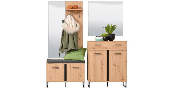 GARDEROBE 4-teilig  in 180/194,5/35 cm  - Schwarz/Eiche Artisan, Basics, Holzwerkstoff (180/194,5/35cm) - Carryhome