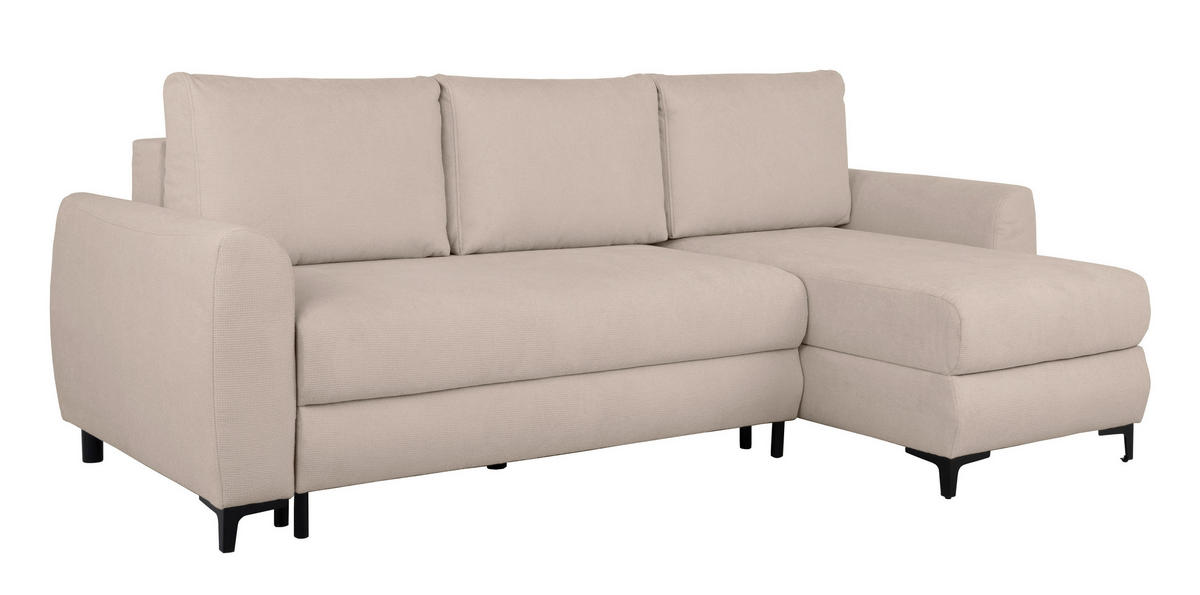 ECKSOFA Moli Beige Mikrofaser  - Beige/Schwarz, Design, Textil/Metall (236/148cm) - MID.YOU