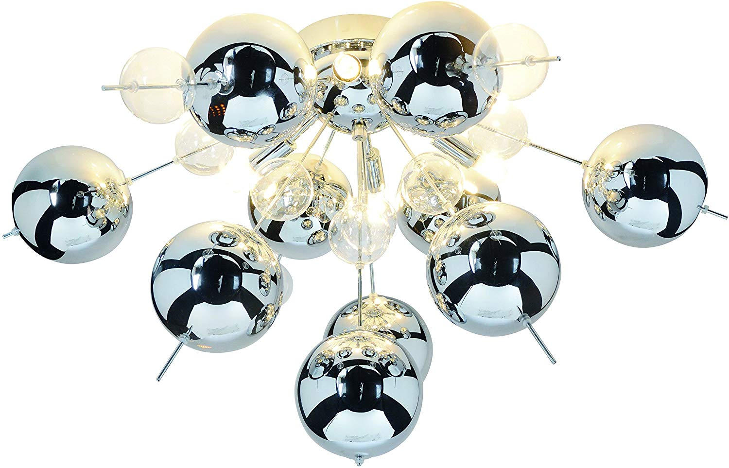 DECKENLEUCHTE EXPLOSION 57/38 cm   - Klar/Chromfarben, Design, Glas/Metall (57/38cm) - Näve
