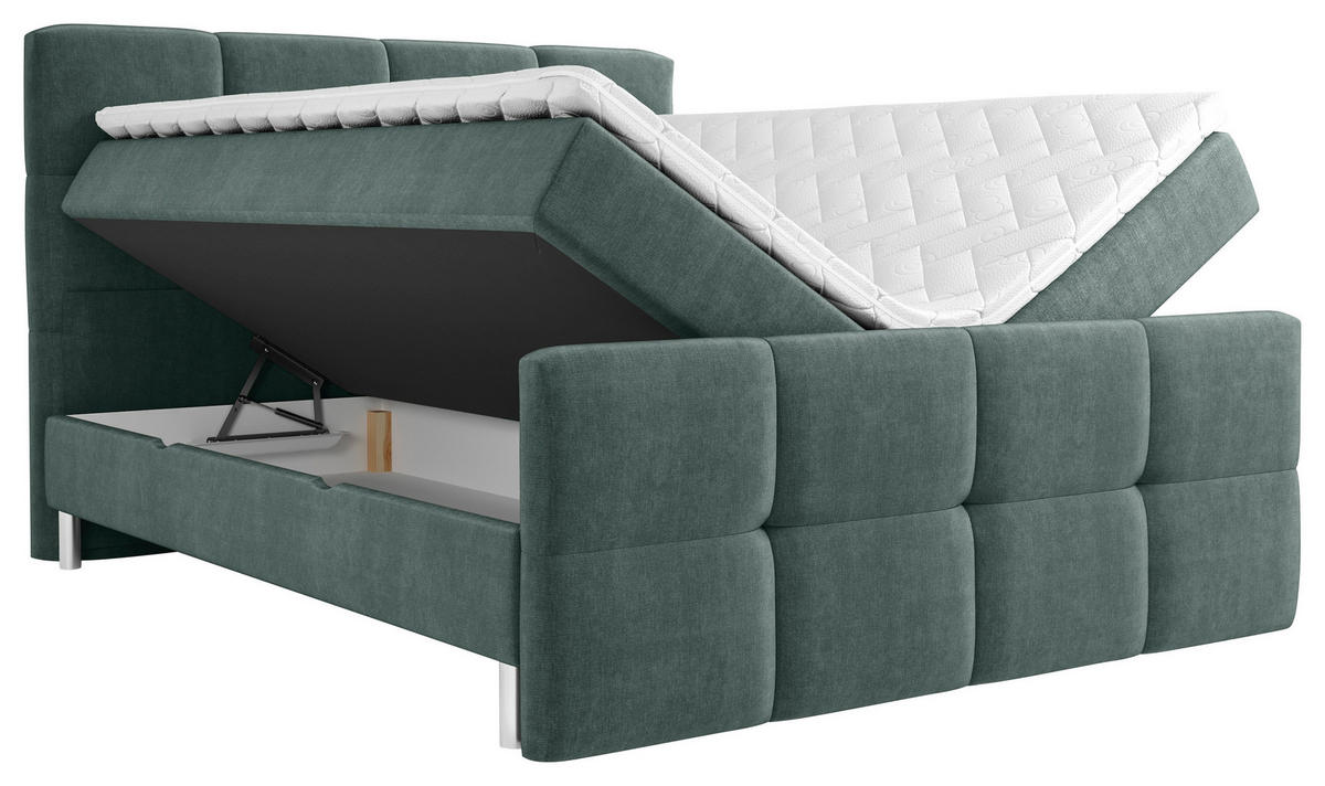 BOXBETT 180/200 cm  in Türkis  - Türkis/Chromfarben, Modern, Holz/Holzwerkstoff (180/200cm) - Esposa