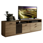 LOWBOARD in Eichefarben, Grau - Eichefarben/Braun, MODERN, Holzwerkstoff/Metall (199/66/48cm) - Stylife