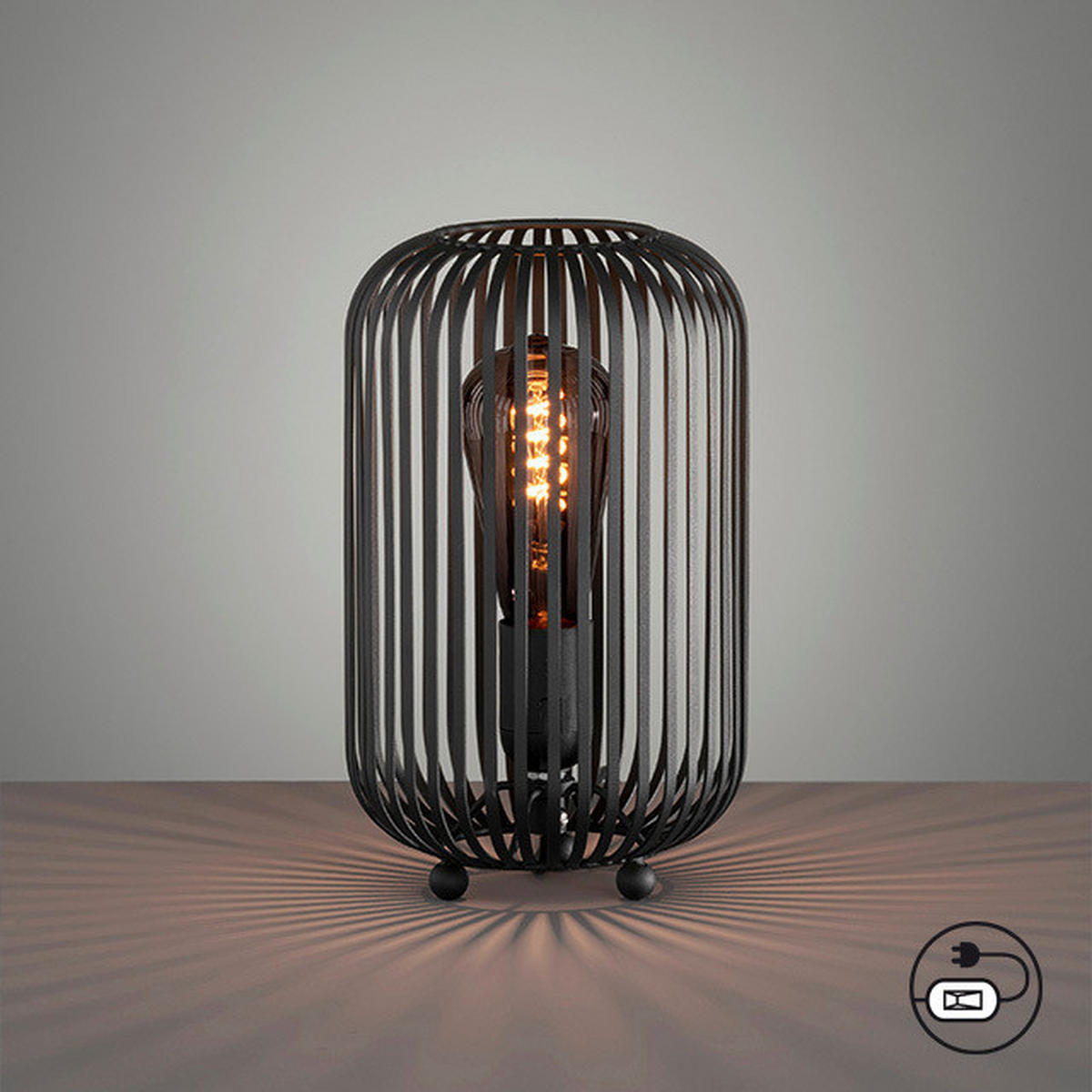 STONA LAMPA Cage  - crna/boja peska, Dizajnerski, metal/tekstil (16/25cm) - Schöner Wohnen