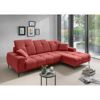 ECKSOFA NESTO in Chenille Rot  292/187 cm  - Rot/Schwarz, Basics, Textil/Metall (292/187cm) - Livetastic