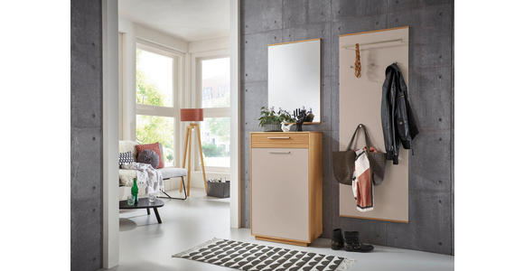 GARDEROBE 3-teilig in 130/195/37 cm - Taupe/Eichefarben, Design, Glas/Holz (130/195/37cm) - Novel