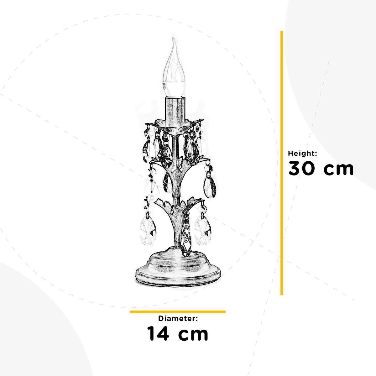 TISCHLEUCHTE 14/30 cm   - Weiß, KONVENTIONELL, Glas/Metall (14/30cm)