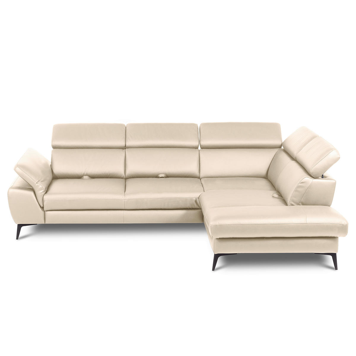 ECKSOFA  in Lederlook Echtleder Grau  274/220 cm  - Schwarz/Grau, Design, Leder/Textil (274/220cm) - Livetastic