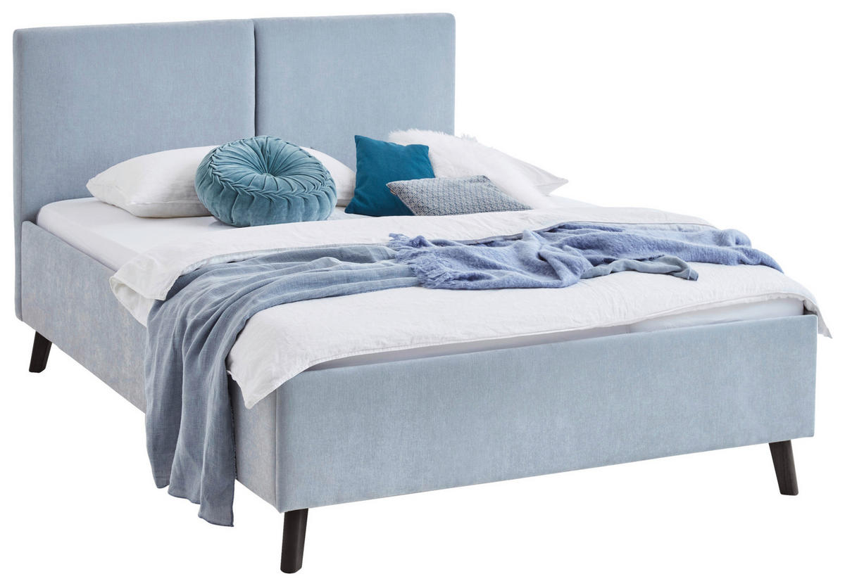 POLSTERBETT 140/200 cm  in Hellblau  - Schwarz/Hellblau, Basics, Holz/Textil (140/200cm) - Boxxx