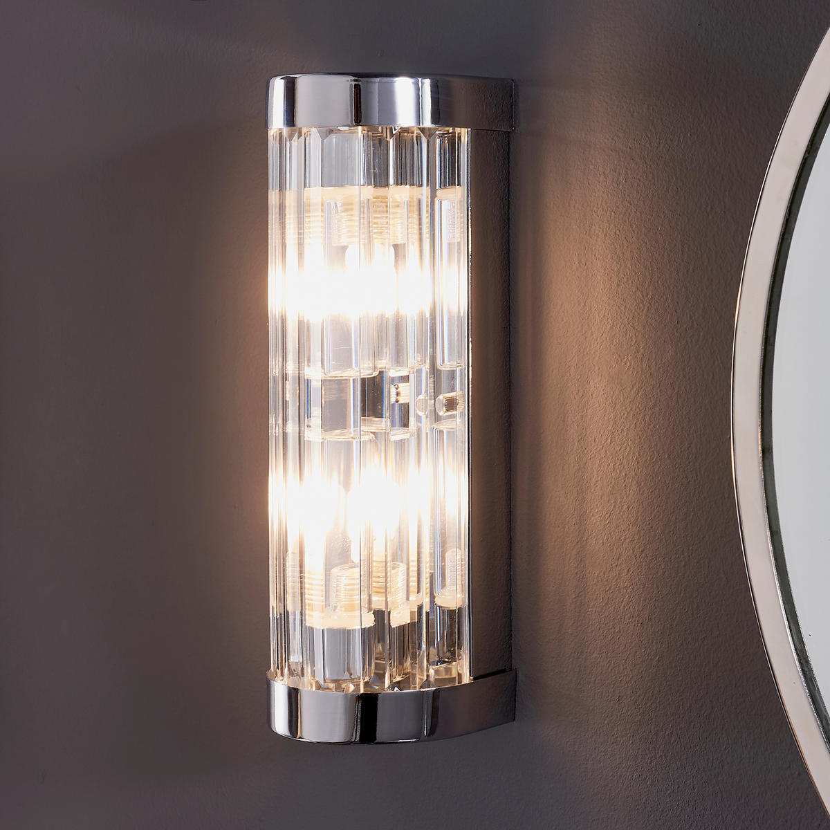 BADEZIMMER-WANDLEUCHTE Endon Shimmer 8,5/7,8/25,5 cm   - Klar/Messingfarben, KONVENTIONELL, Glas (8,5/7,8/25,5cm) - ENDON