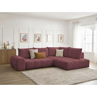 ECKSCHLAFSOFA EVEREST  mit Rücken echt, Armteil links, Armteil rechts Flachgewebe Rot  - Rot/Schwarz, MODERN, Kunststoff/Textil (320/212cm)