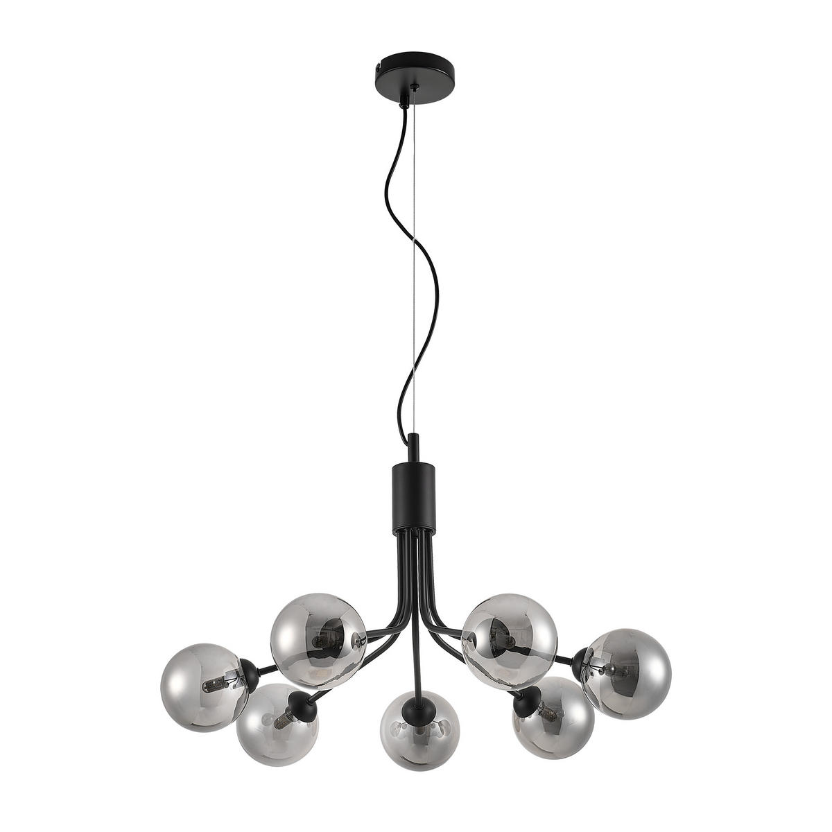 HÄNGELEUCHTE 65/150 cm    - Dunkelgrau, Design, Glas/Metall (65/150cm) - Novel