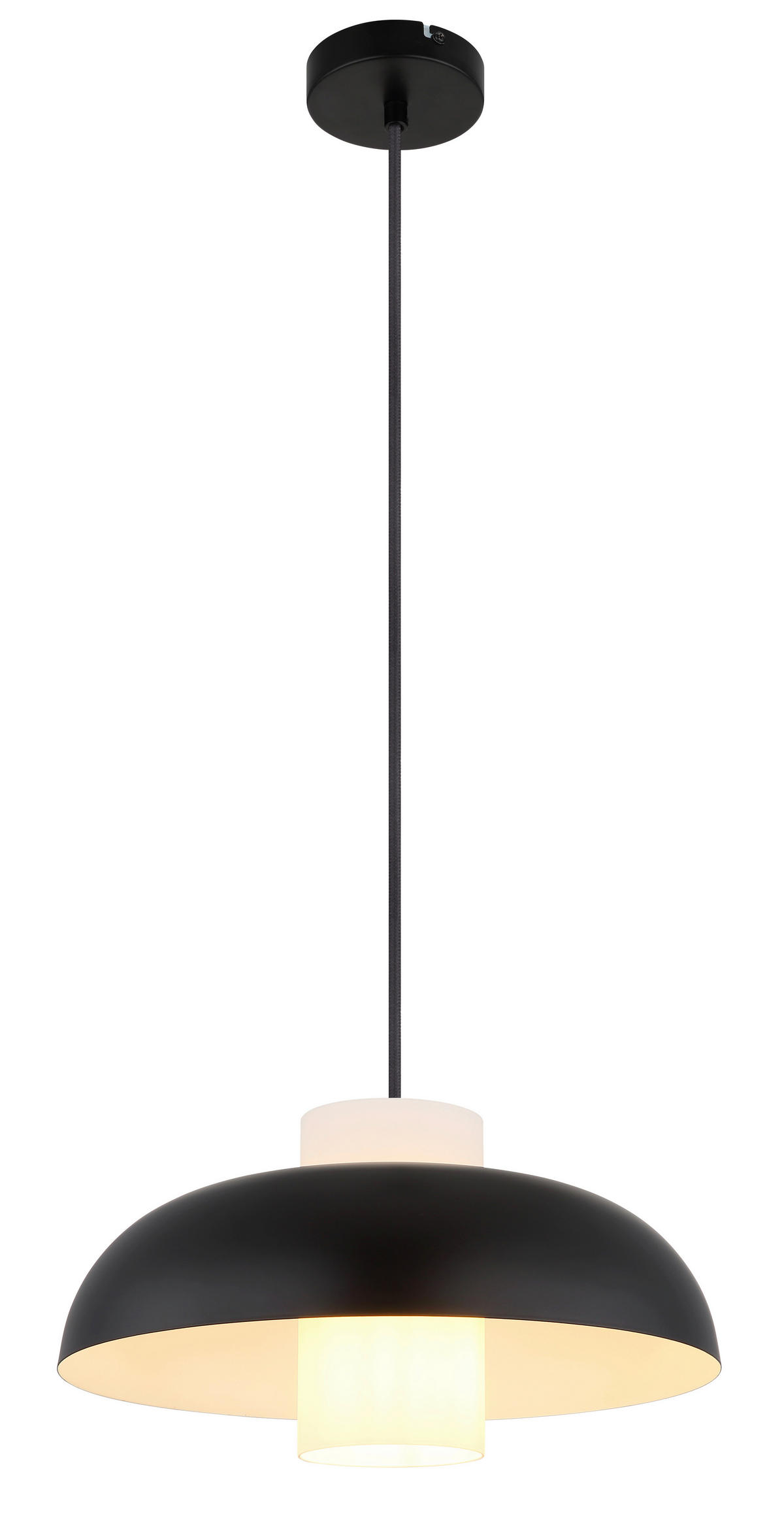 HÄNGELEUCHTE 38/120 cm    - Weiss/Schwarz, Trend, Glas/Textil (38/120cm) - Globo