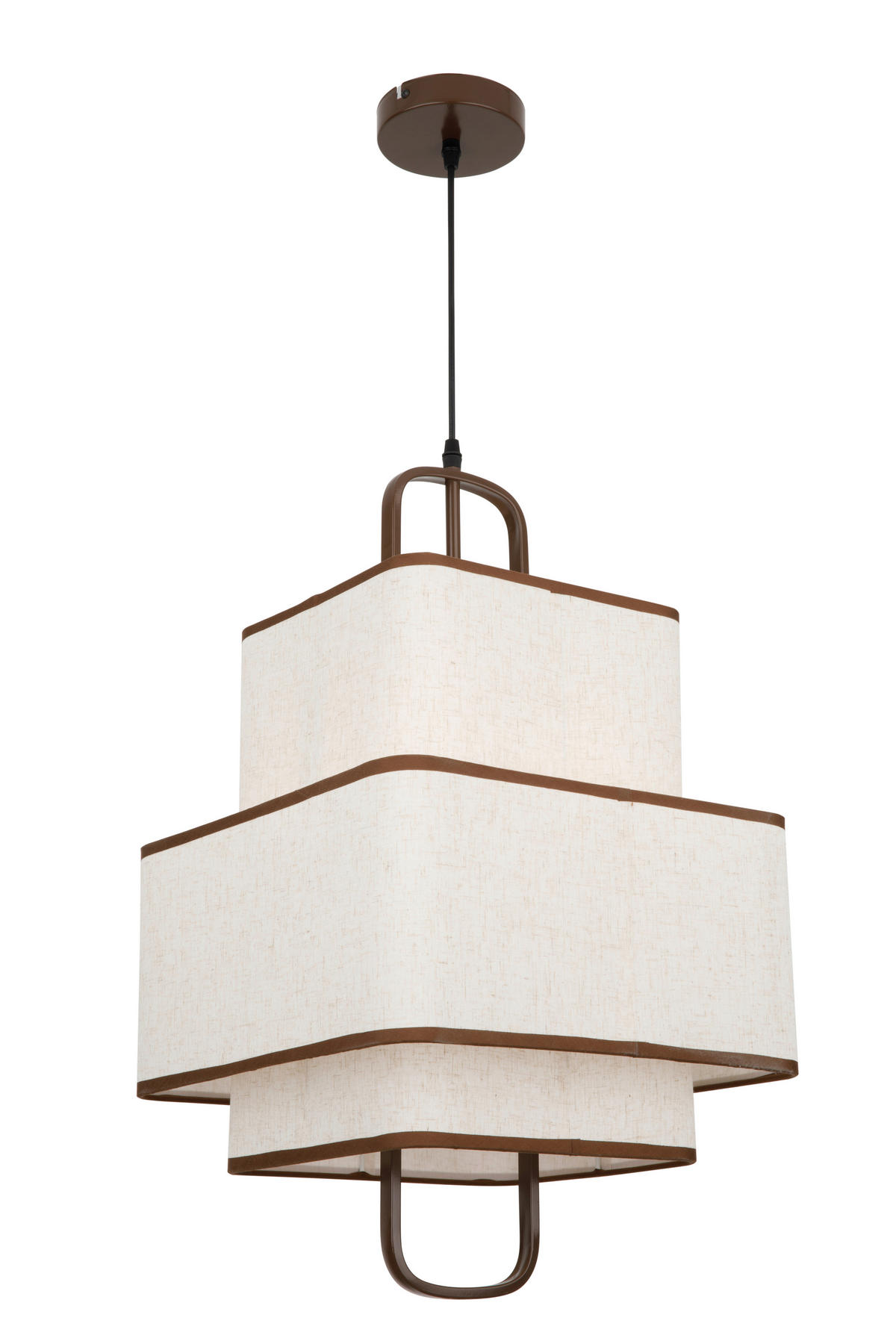 HÄNGELEUCHTE 35/35/150 cm  - Dunkelbraun/Beige, Trend, Textil/Metall (35/35/150cm) - Collett's Monde