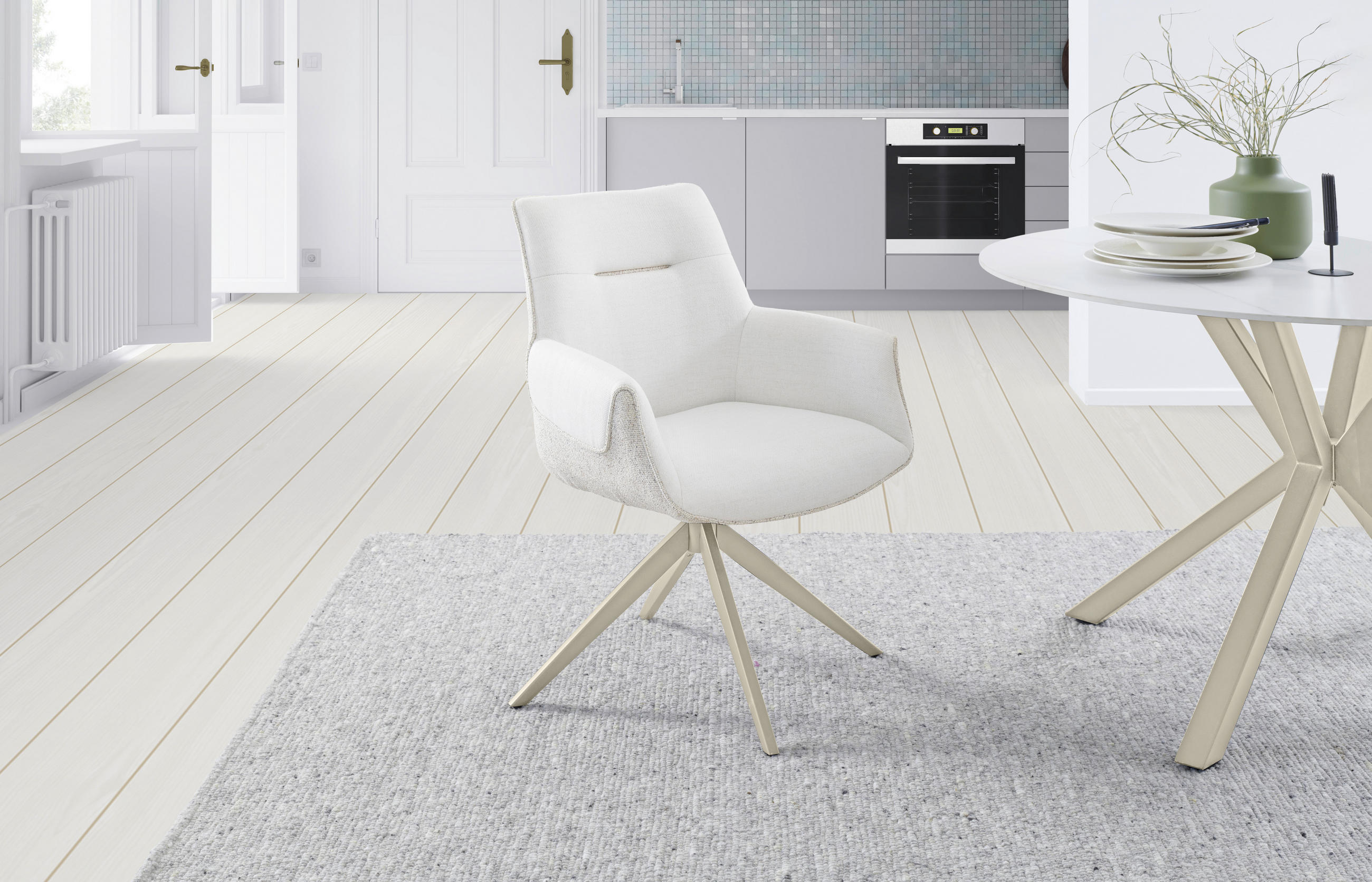 ARMLEHNSTUHL  in Eisen Struktur  - Champagner/Beige, LIFESTYLE, Textil/Metall (63/87/62cm) - Livetastic