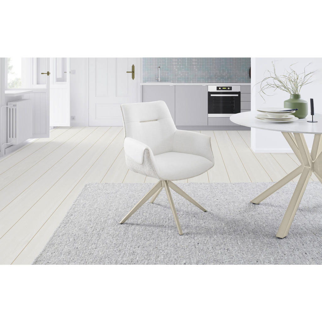 Thumbnail - Livetastic Armlehnstuhl, Grau, Beige, Metall, Textil, Drehkreuz, 63x87x62 cm, Sitzfläche 360° drehbar, Esszimmer, Stühle...