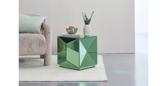 BEISTELLTISCH 40/40/40 cm Grün quadratisch  - Grün, Trend, Glas/Holzwerkstoff (40/40/40cm) - Novel