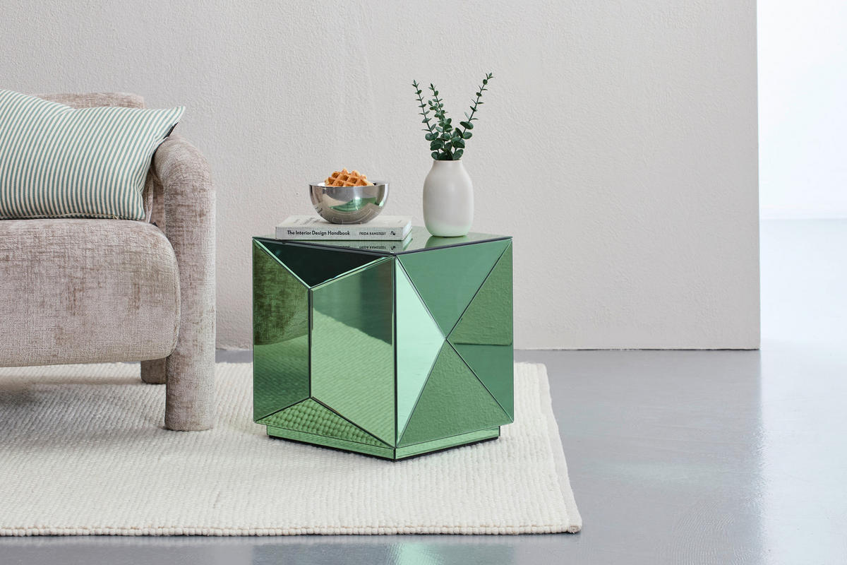 BEISTELLTISCH 40/40/40 cm Grün quadratisch  - Grün, Trend, Glas/Holzwerkstoff (40/40/40cm) - Novel